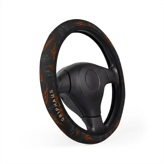 Hot Rod Flame Steering Wheel Cover — Classic Flame Pinstripe Print