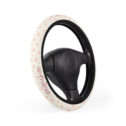 Rosie Bloom Steering Wheel Cover — Blush Daisy & Hearts Print