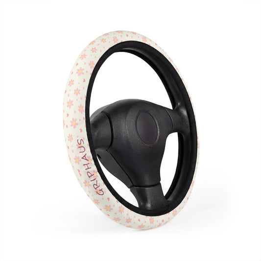 Rosie Bloom Steering Wheel Cover — Blush Daisy & Hearts Print