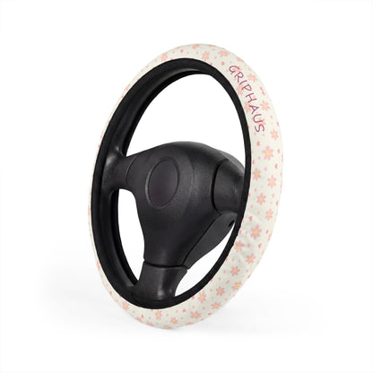 Rosie Bloom Steering Wheel Cover — Blush Daisy & Hearts Print