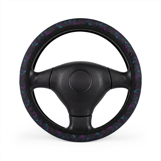 Neon Drift Steering Wheel Cover — Carbon Fiber JDM Streak Print