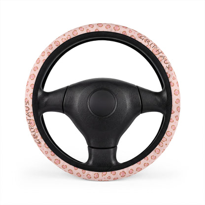 Blush Leopard Steering Wheel Cover — Pastel Spotted Print