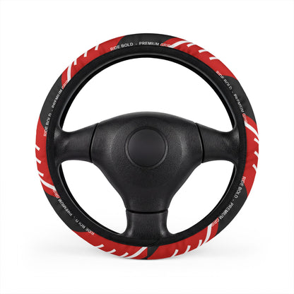 Red Black Tribal Pattern Car Steering Wheel Cover | Aztec Lines