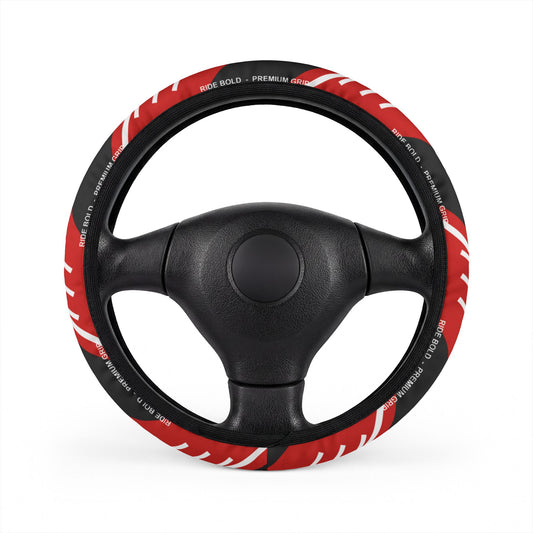 Red Black Tribal Pattern Car Steering Wheel Cover | Aztec Lines