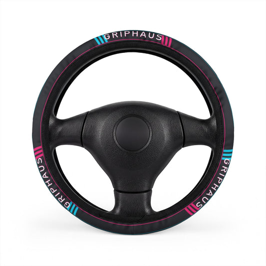 Tuner Grid Steering Wheel Cover — Carbon Weave & Neon Chevron