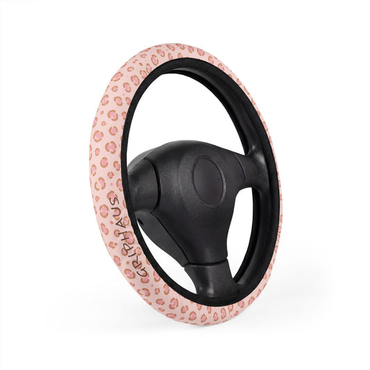 Blush Leopard Steering Wheel Cover — Pastel Spotted Print