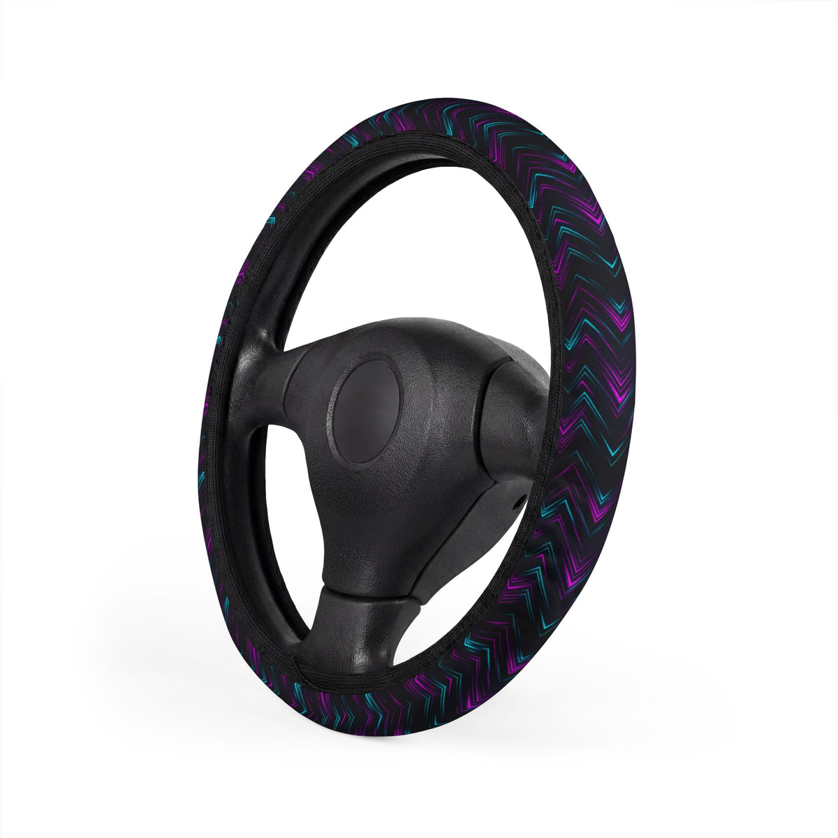 Neon Drift Steering Wheel Cover — Carbon Fiber JDM Streak Print