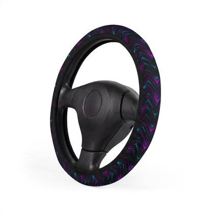 Neon Drift Steering Wheel Cover — Carbon Fiber JDM Streak Print