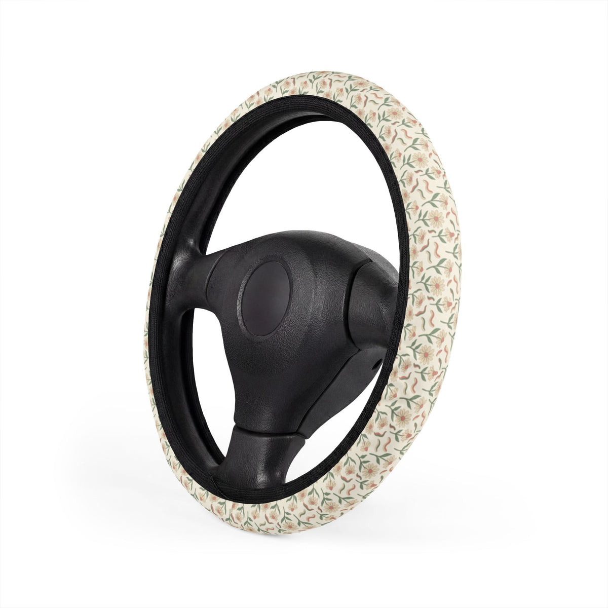 Daisy Daydream Steering Wheel Cover — Retro Boho Pastel Print