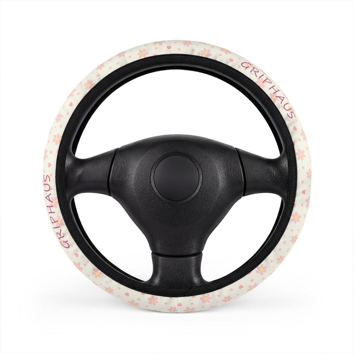 Rosie Bloom Steering Wheel Cover — Blush Daisy & Hearts Print