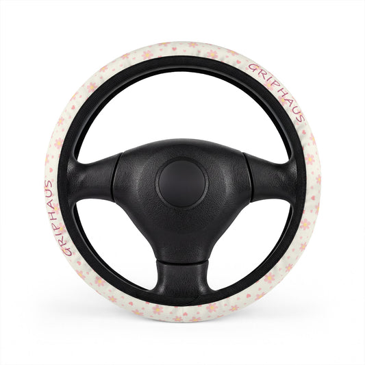 Rosie Bloom Steering Wheel Cover — Blush Daisy & Hearts Print