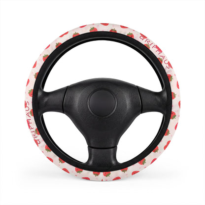 Berry Sweet Steering Wheel Cover — Kawaii Strawberry & Hearts Print